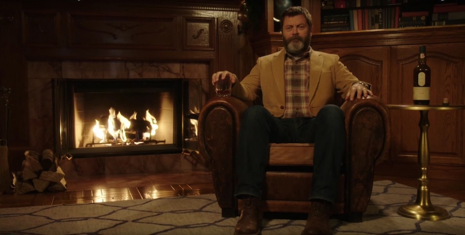Watch Nick Offerman Drink Whiskey Silently For 45 Minutes