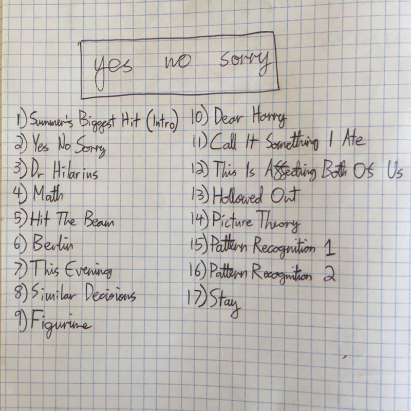 yon yonson yes no sorry tracklist