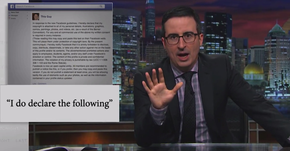 John Oliver has an important message for your mum RE: that copyright protection post