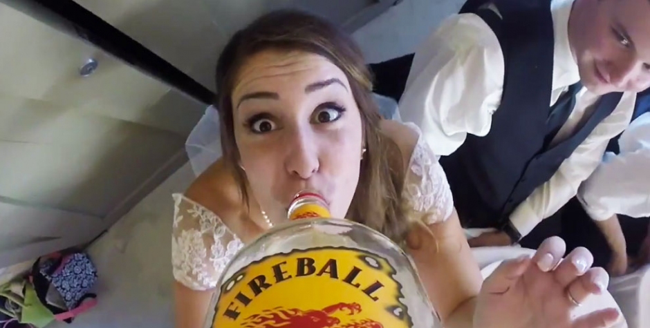 GoPro Attached to a Bottle of Fireball at a Wedding. 