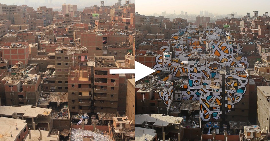 Tunisian-French artist eL Seed creates beautiful mural in Cairo spanning across 50 buildings