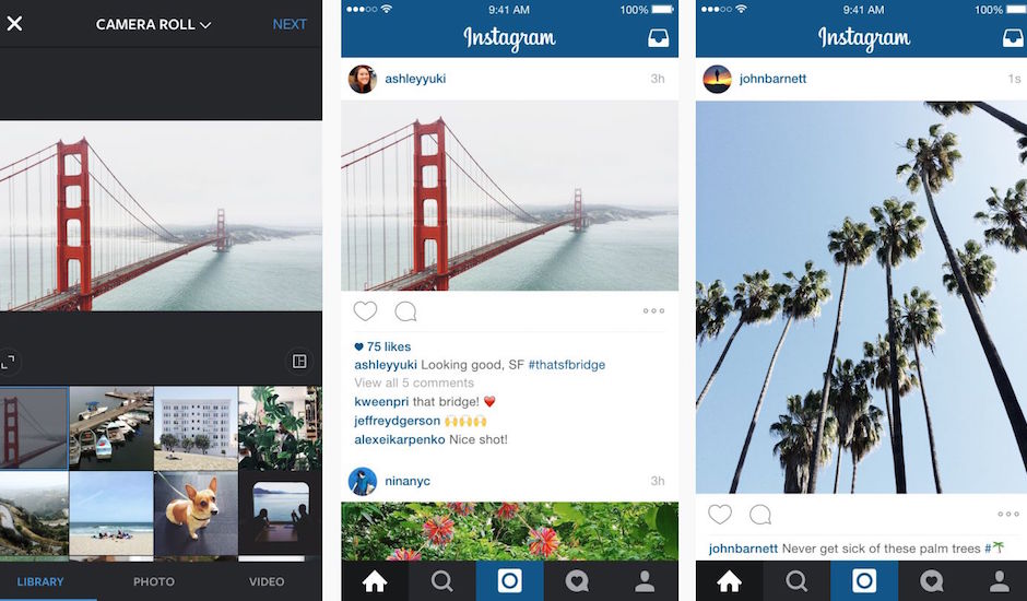 Instagram is no longer squares only, now has portrait/landscape options