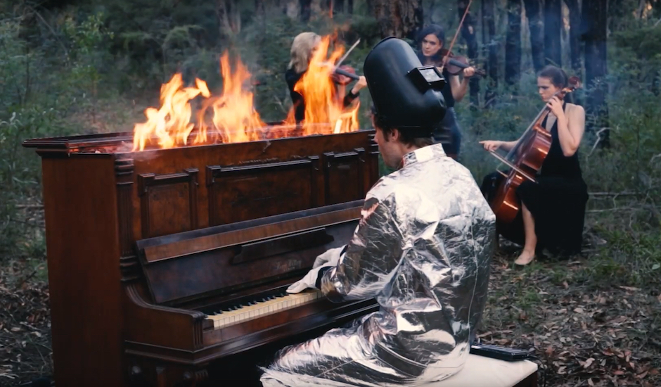 Premiere: Pluto Jonze plays on a burning piano for I'll Try Anything's video clip