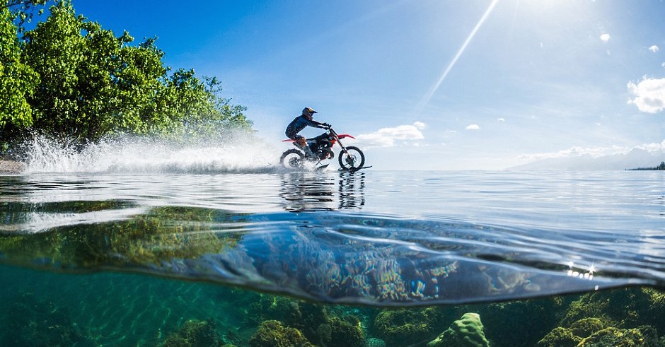 Robbie Maddison rides a motorcross bike at Teahupoo because awesome